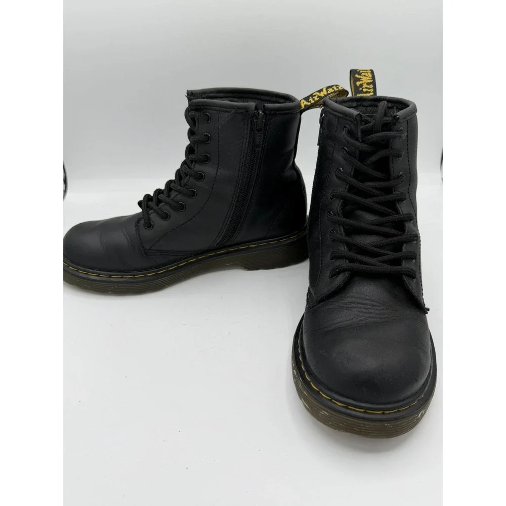 Dr. Martens Junior Collection Softy Lace Up Side Zipper Black Combat Boots Sz 3